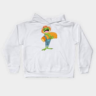 Frog as Farmer with Straw Kids Hoodie